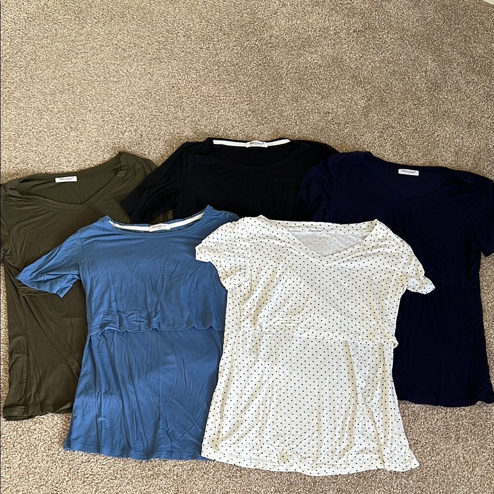 Set of 5 Nursing T-Shirt Tops, size S
